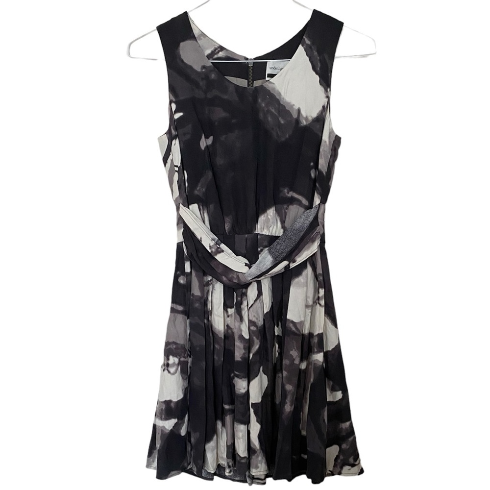 under.ligne by Doo.Ri 100% Silk Black & White Tie Dye Mini Dress Size 4